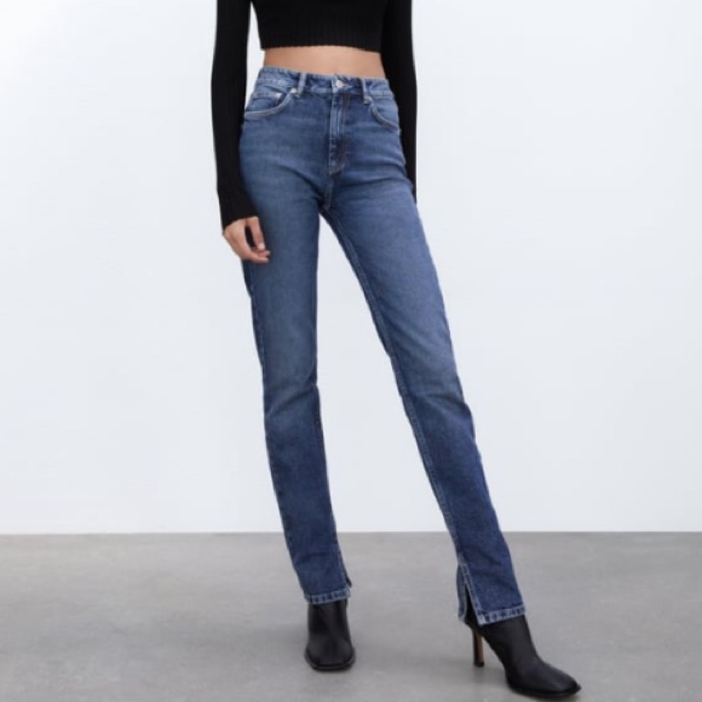 NWT ZARA Split Slim Full Length Jeans